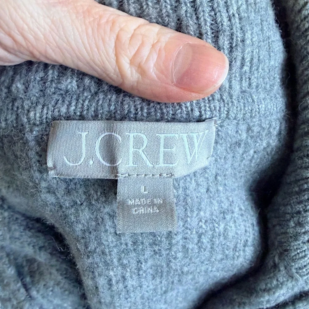 J.Crew Wool Blend Knit Half Zip Sweater in Gray Size Large